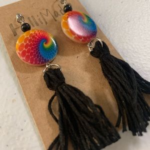 Rainbow and tassel earrings